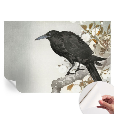 Papier peint photographique autocollant Corbeau dans les fleurs