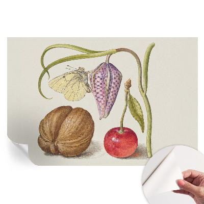 Papier peint autocollant pour salon motif plantes et papillons