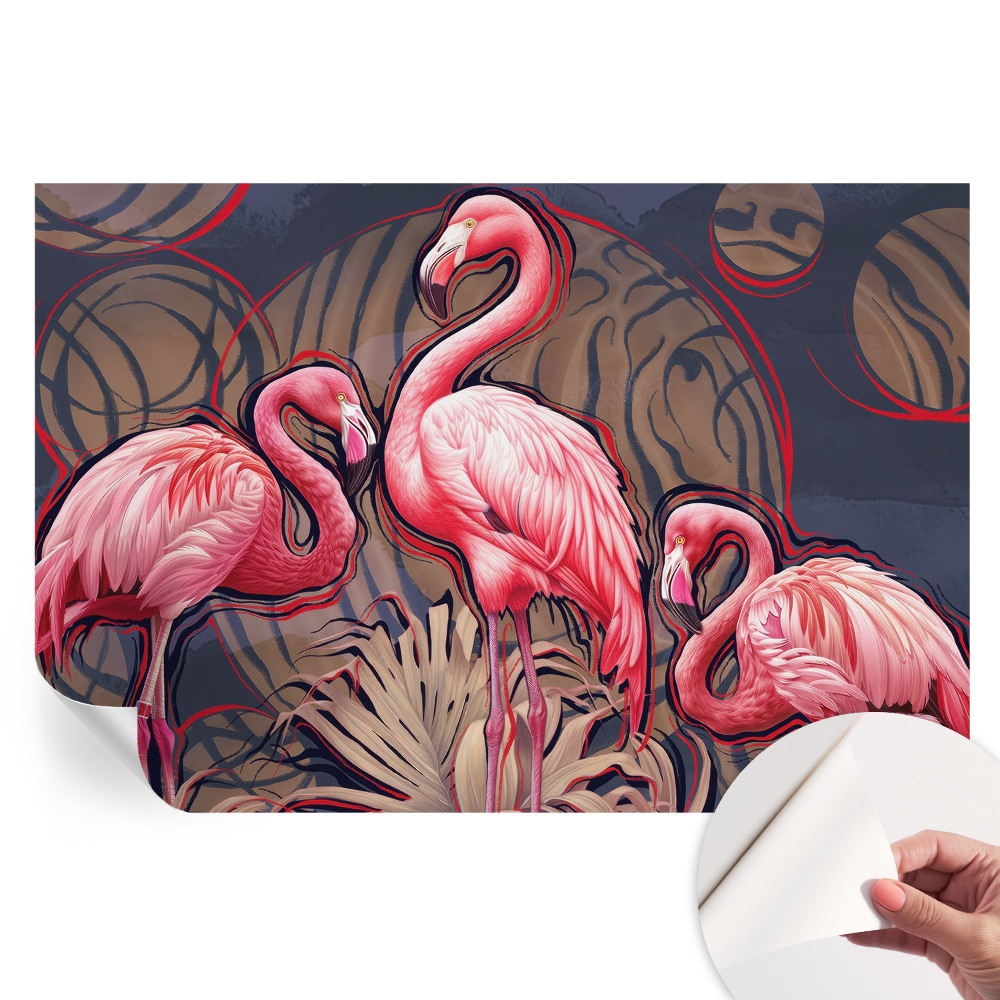 Papier peint autocollant pour le salon flamants roses