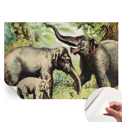Papier peint photo moderne pour le salon famille d'éléphants