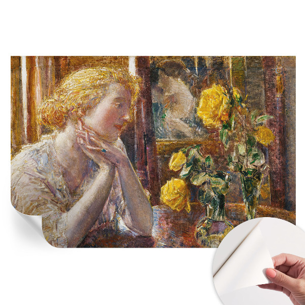 Fresque murale autocollante Femme aux roses