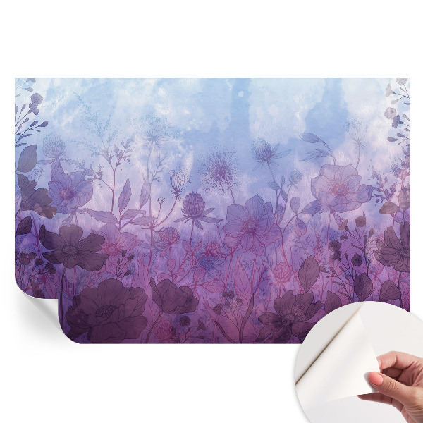Fresque murale autocollante fleurs pastel