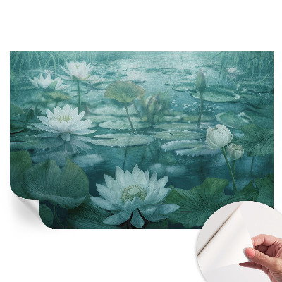 Papier peint photo autocollant motif fleurs aquatiques