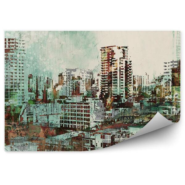 Papier peint Illustration abstraite d'une ville sur fond blanc