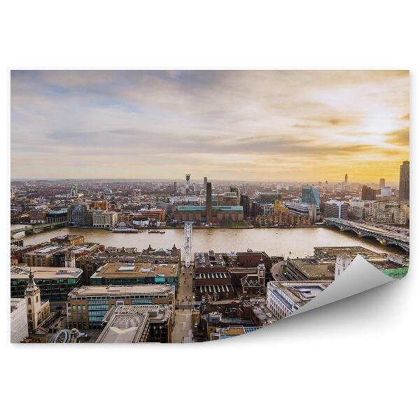Papier peint London Bird's Eye View City Panorama Sunset Clouds (en anglais)