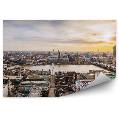 Papier peint London Bird's Eye View City Panorama Sunset Clouds (en anglais)