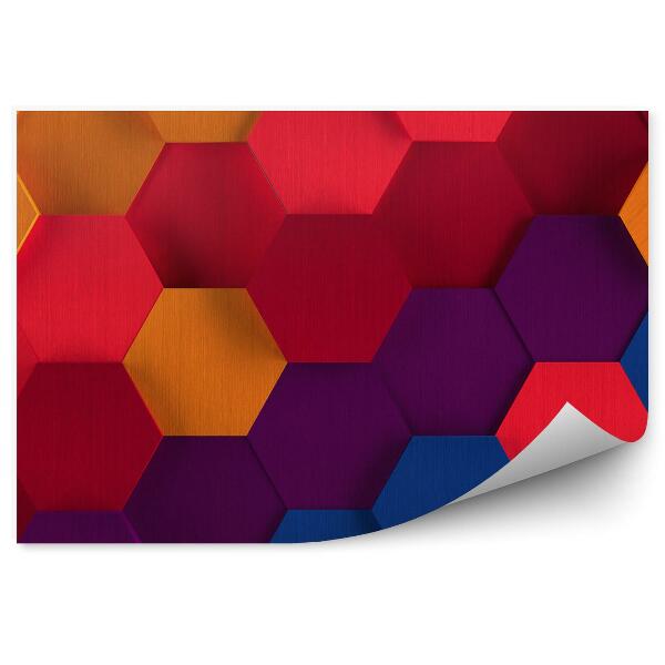 Papier peint Hexagones hexagones arc-en-ciel multicolores