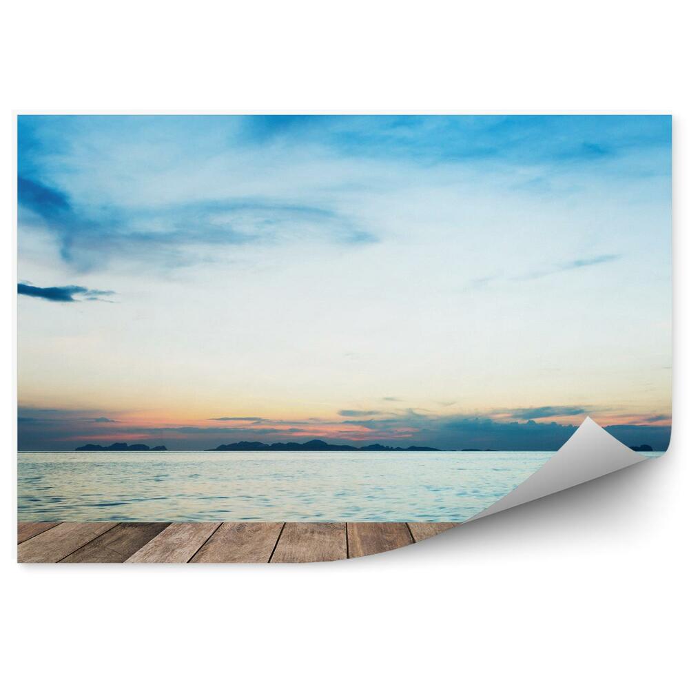 Papier peint Terrasse En Bois Mer Coucher De Soleil