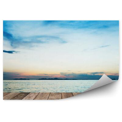 Papier peint Terrasse En Bois Mer Coucher De Soleil