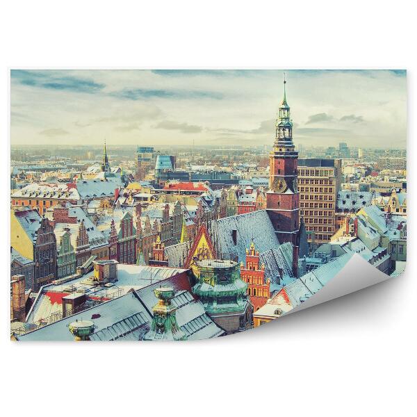 Papier peint Bâtiments Hôtel de ville Ciel Nuage Neige Hiver