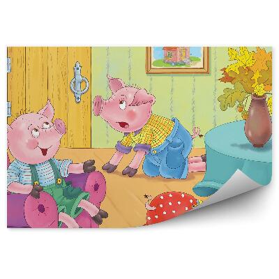 Tapisserie panoramique Trois cochons dans une maison de jeu