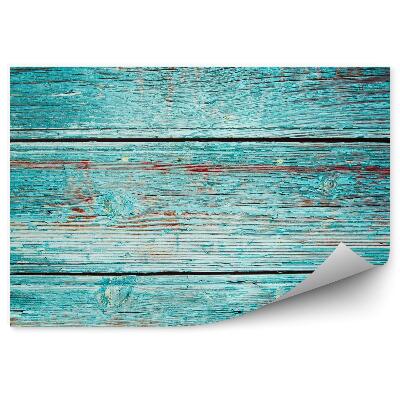 Papier peint Planches avec peinture turquoise écaillée