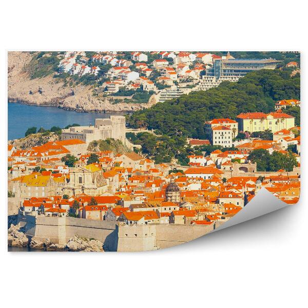 Papier peint Dubrovnik murs maisons arbres