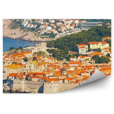 Papier peint Dubrovnik murs maisons arbres