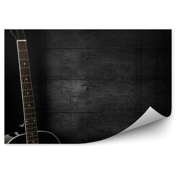 Papier peint Guitare acoustique noire Fond sombre Planches