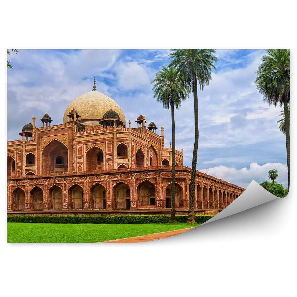 Papier peint Tombe de Humayun architecture bâtiment palmiers nature inde