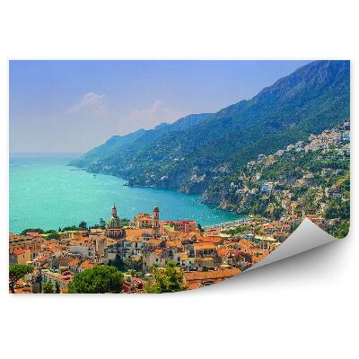 Papier peint Côte amalfitaine Bâtiments Mer Montagnes Nuages Naples