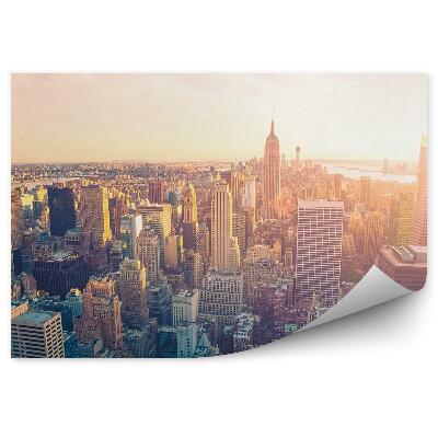 Papier peint Vue d'oiseau Gratte-ciel Coucher de soleil Ciel de New York Nuages