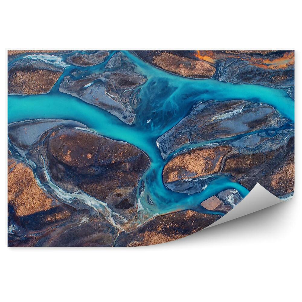 Papier peint Vue d'oiseau rivière terre champs