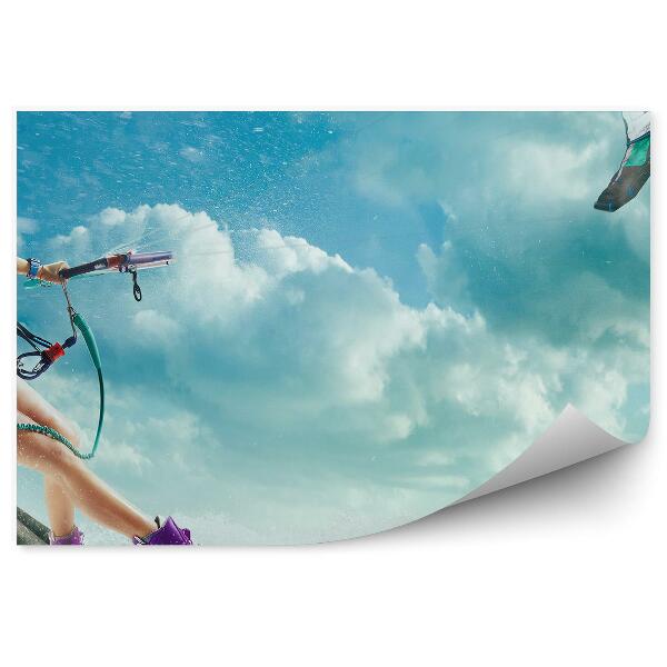 Papier peint Kitesurfing sport océan ciel nuages