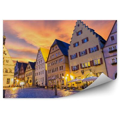 Papier peint Bâtiments Maisons Trottoirs Coucher De Soleil Panorama Ville