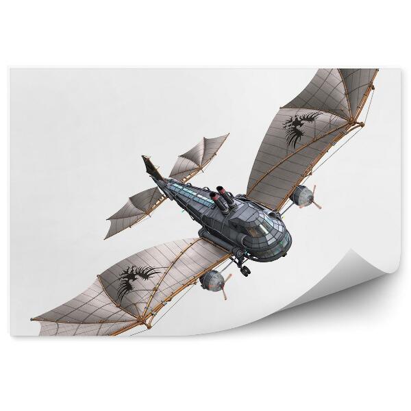 Papier peint Avion steampunk sur fond blanc