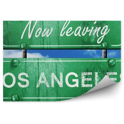 Papier peint Panneau routier vert Los Angeles Ciel Nuages