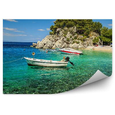 Papier peint Baie plage bateaux à moteur eau bleue