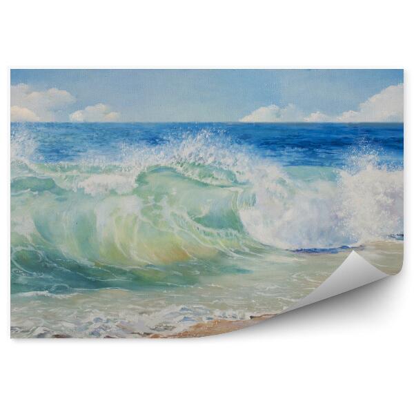 Papier peint Plage tropicale Sable Mer bleue Peint