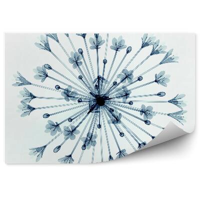 Papier peint Motif floral bleu fond blanc
