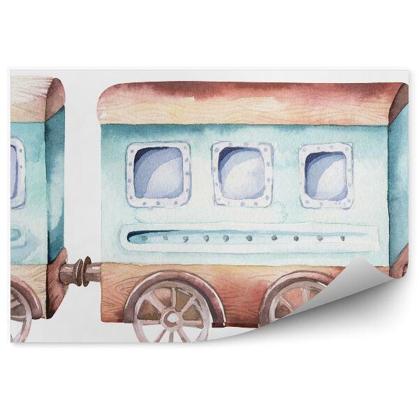 Tapisserie murale Vieux train jouet sur fond blanc