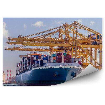 Papier peint Chargement de conteneurs dans le port d'un cargo