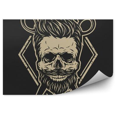 Papier peint panoramique Crâne avec barbe et coiffures stylées