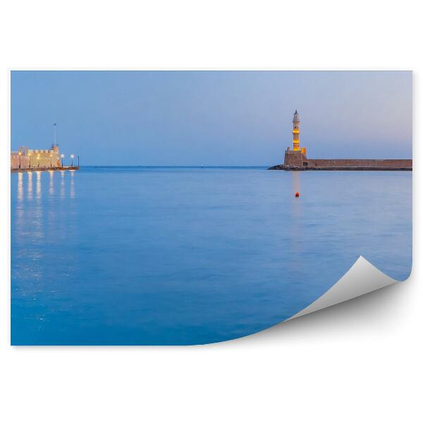 Papier peint Vue Panoramique Port Phare Océan Ciel Bâtiments