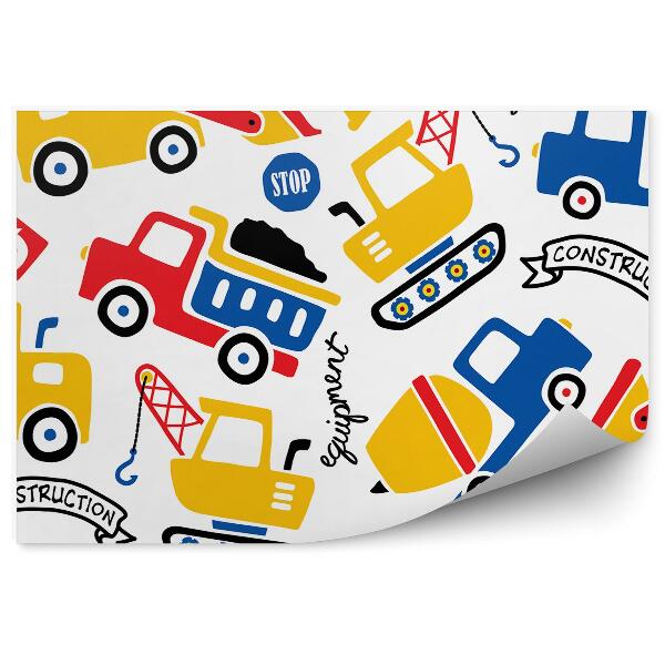 Tapisserie murale Transport de voitures de construction motif de construction coloré
