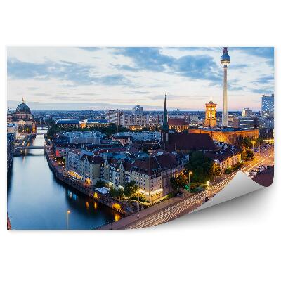 Papier peint Vue de Berlin Bâtiments Route Voitures Tour de télévision