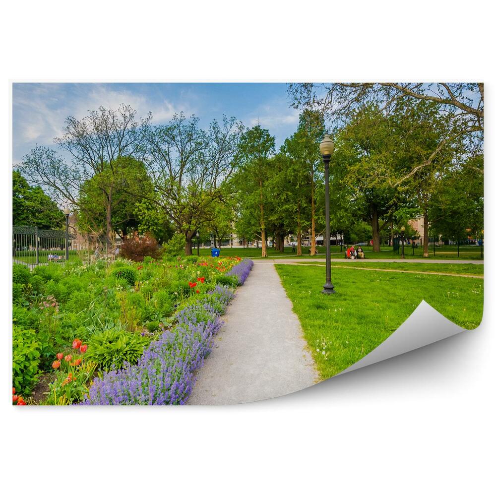 Papier peint Architecture Fleurs Route Parc Vert
