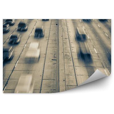 Papier peint Autoroute, voitures, noir et blanc