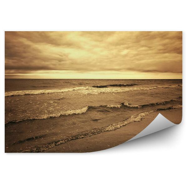 Papier peint Coucher De Soleil Vagues Mer Océan Ciel Nuages