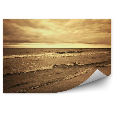 Papier peint Coucher De Soleil Vagues Mer Océan Ciel Nuages