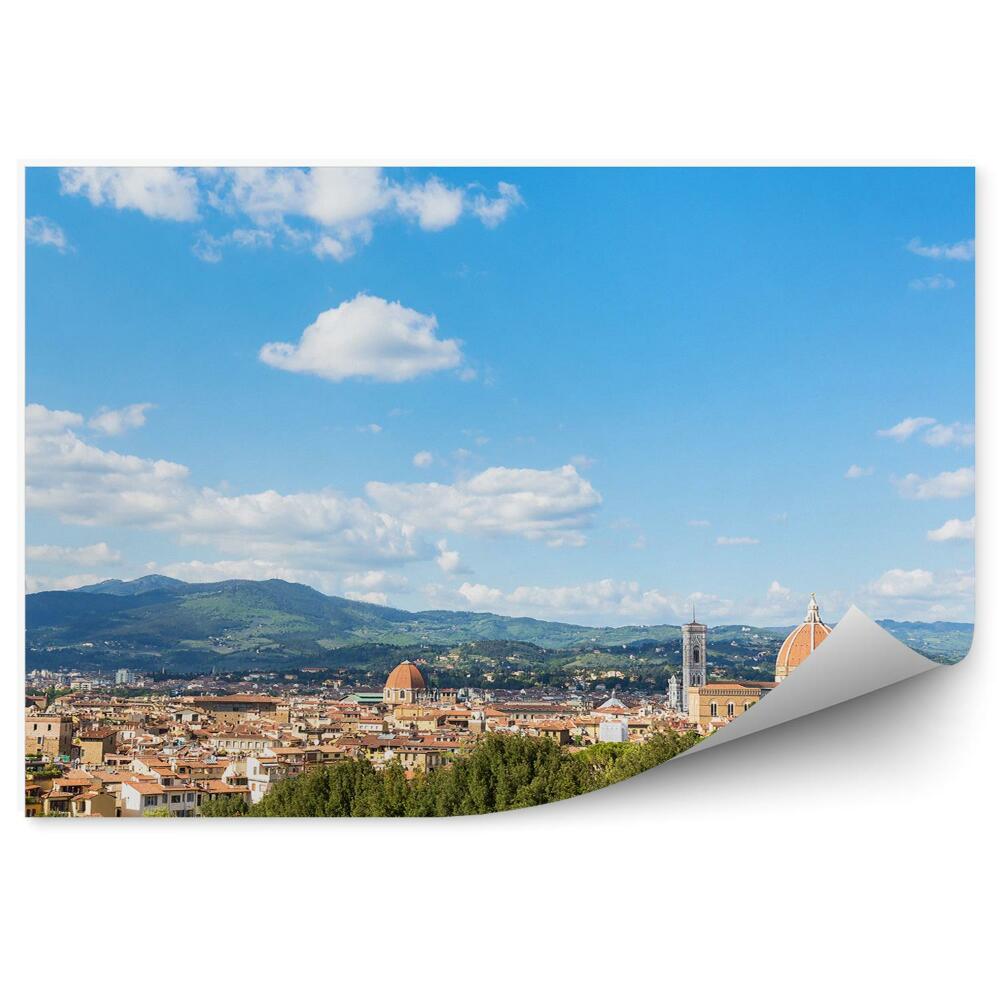 Papier peint Ville Floride Montagnes Arbres Vertes Fontaine Ciel Nuages