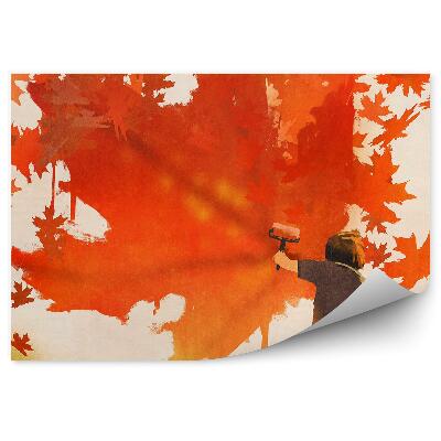 Papier peint Enfant peignant des feuilles d'érable Graphique