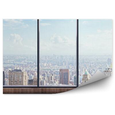 Papier peint Vue du haut de la ville derrière la fenêtre