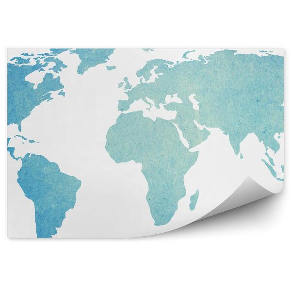 Papier peint Carte du monde aquarelle bleue