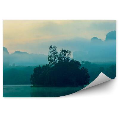 Papier peint Arbres Plantes Lac Ciel Coucher De Soleil