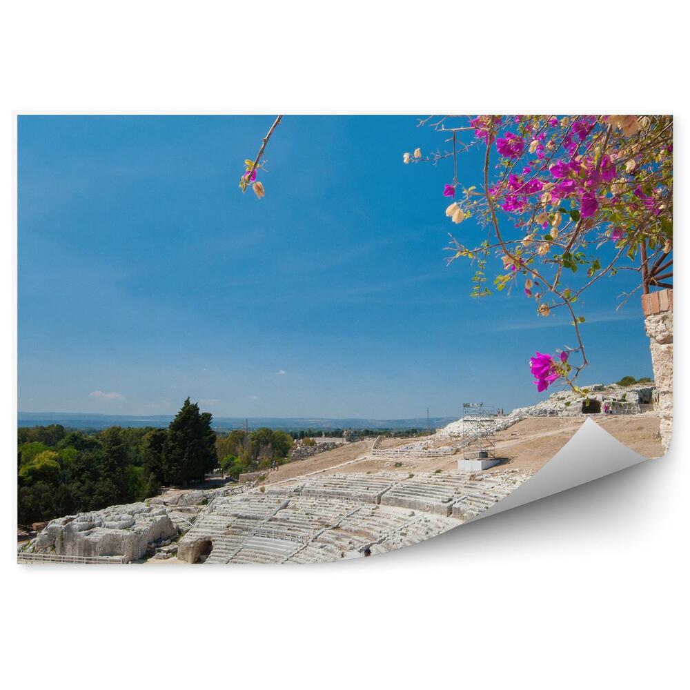 Papier peint Théâtre Grec Syracuse Sicile Arbre Peuple Forêt
