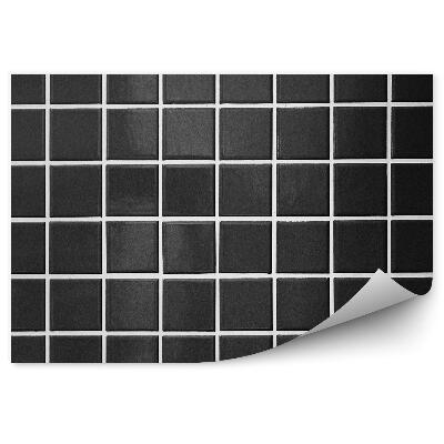 Papier peint Grille carrelage noir rayures blanches