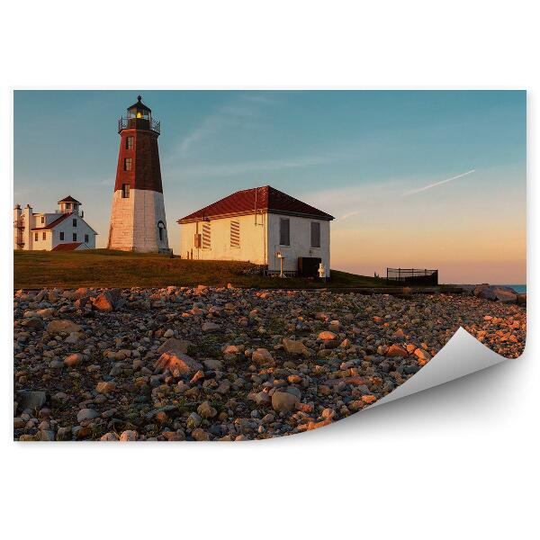 Papier peint Phare côte atlantique coucher de soleil