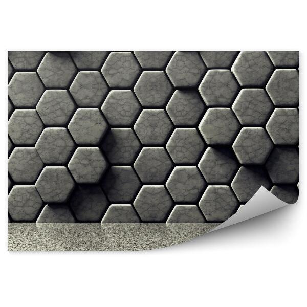 Papier peint Hexagones en béton sur un mur