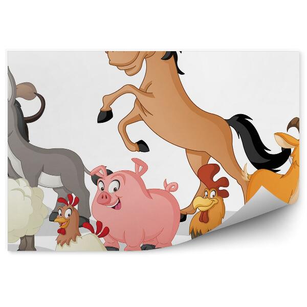 Papier peint panoramique Conte de fées animaux de la campagne pour les enfants